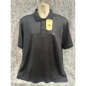 Tommy Bahama Mens Size Medium Black Short Sleeve Polo Shirt Summer Fishing $110
